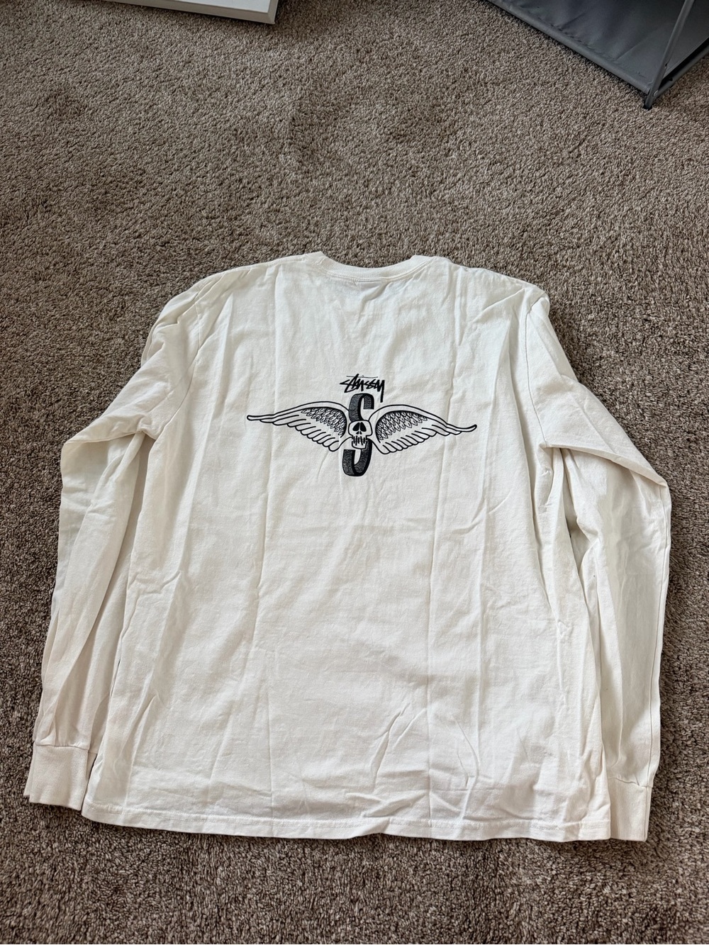 Stussy long, white, long sleeve school, wings, graphic, long sleeve size large - Picture 2 of 4